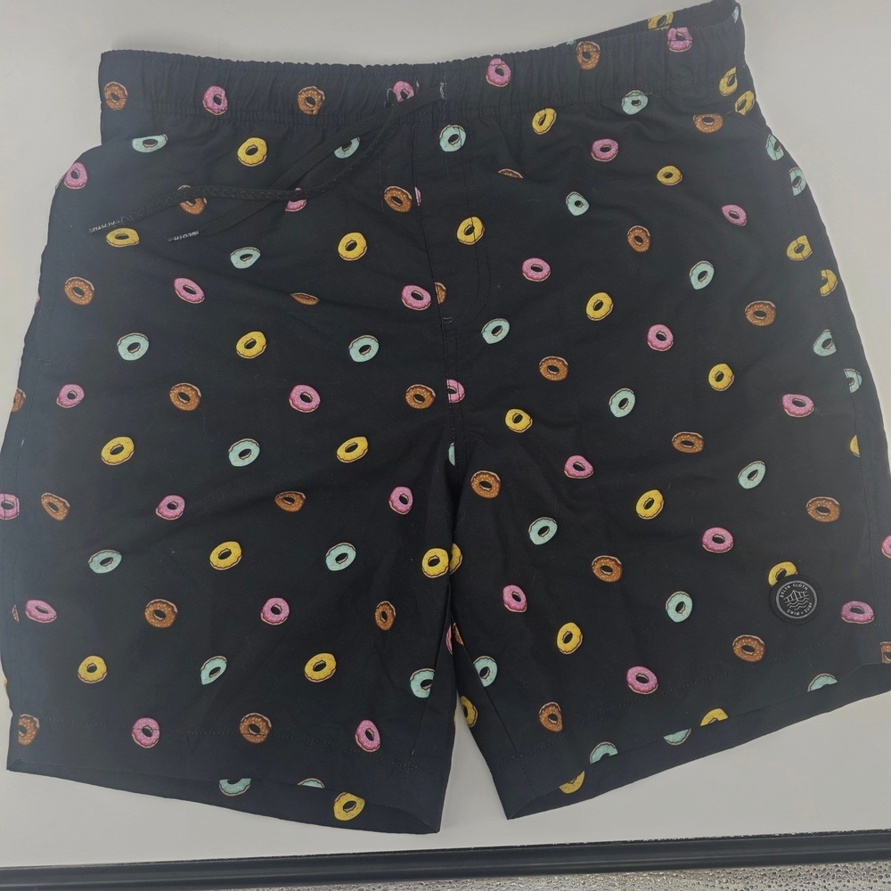 Brooklyn Cloth Mens Kent Ave Volley Swim Trunk Black Donut Print‎ Large